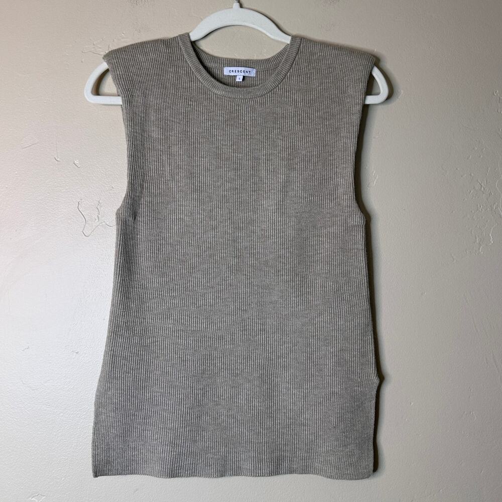 Nordstrom Crescent Ribbed Knit Tank Top Tan Large
